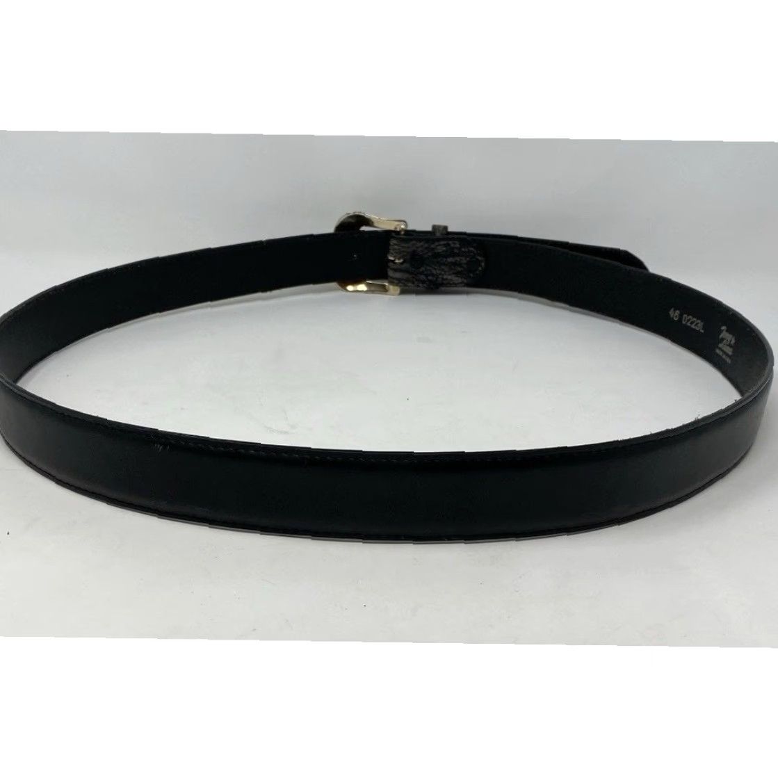 Tony Lama VINTAGE Tony Lama Belt Mens Western Leather Buckle USA Made Black 46 Leather Belt Western Mens US Size 46 - 6 Thumbnail