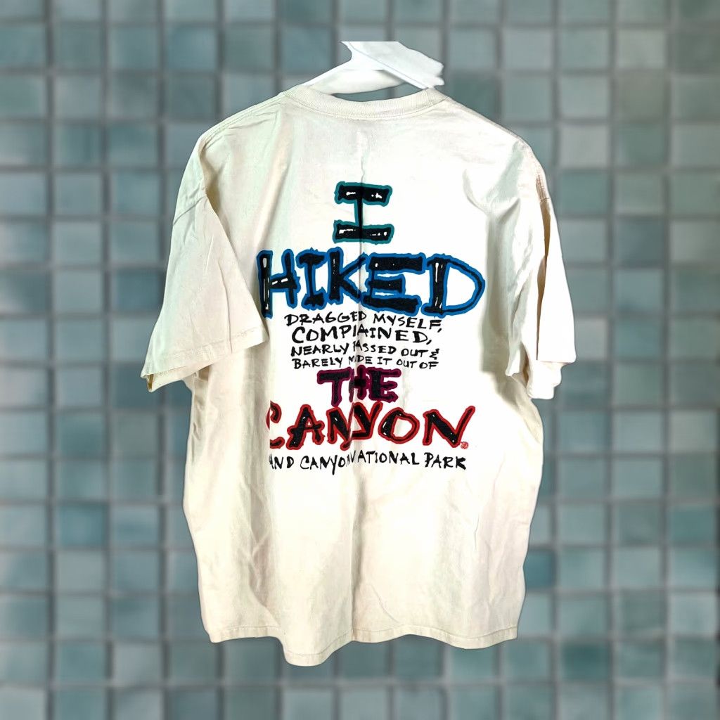 Hanes Hiked The Canyon National Park Graphic Print Ivory T Shirt XL Hanes Mens Size US XL / EU 56 / 4 - 1 Thumbnail