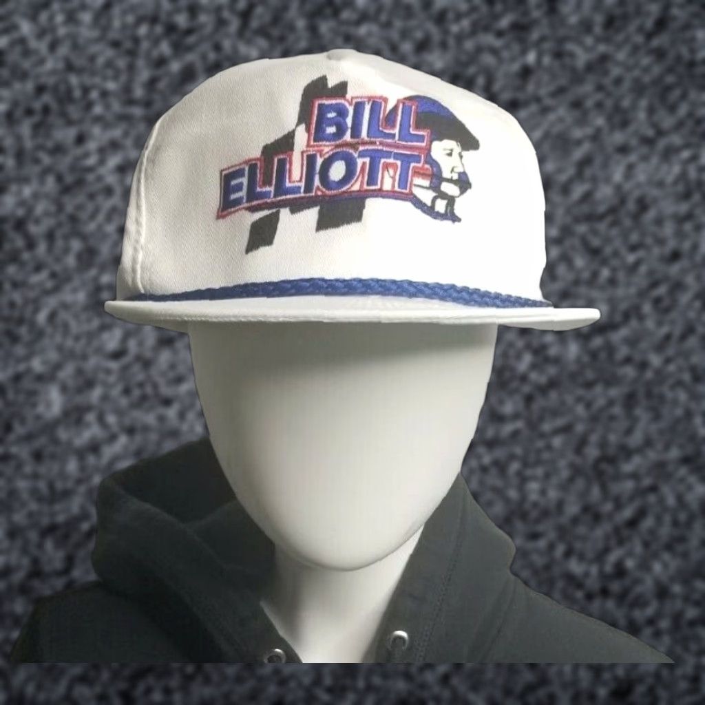 NASCAR Vintage 80s Bill Elliott Trucker Hat Snapback NASCAR Racing Dad Cap White Adjustable Cotton Men Hat Brand SKM Size ONE SIZE - 1 Thumbnail