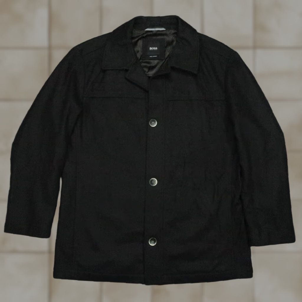 Hugo Boss HUGO BOSS Jacket Mens Large Black Wool Cashmere Car Coat Minimalist Pockets 46R Size US L / EU 52-54 / 3 - 1 Thumbnail