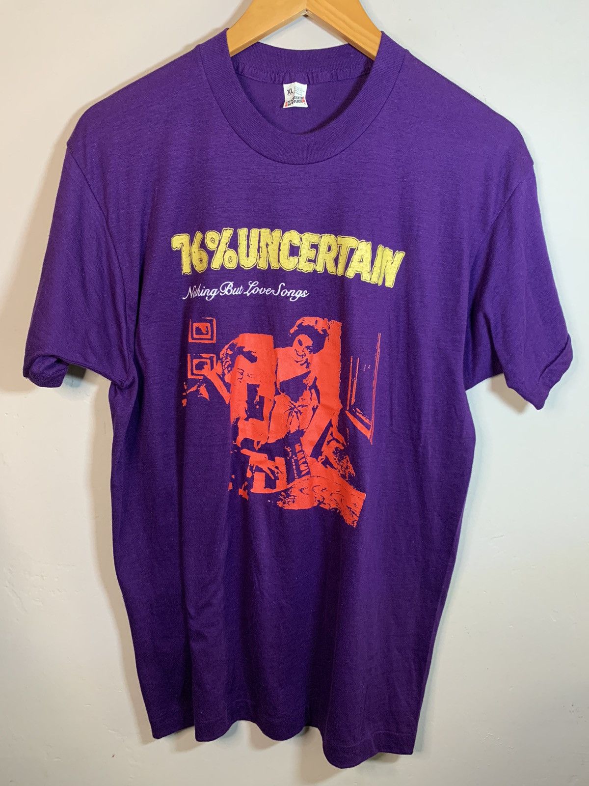 Band Tees × Vintage RARE Vintage 1985 76% Uncertain Nothing But Love Songs Shirt Size US XL / EU 56 / 4 - 1 Thumbnail