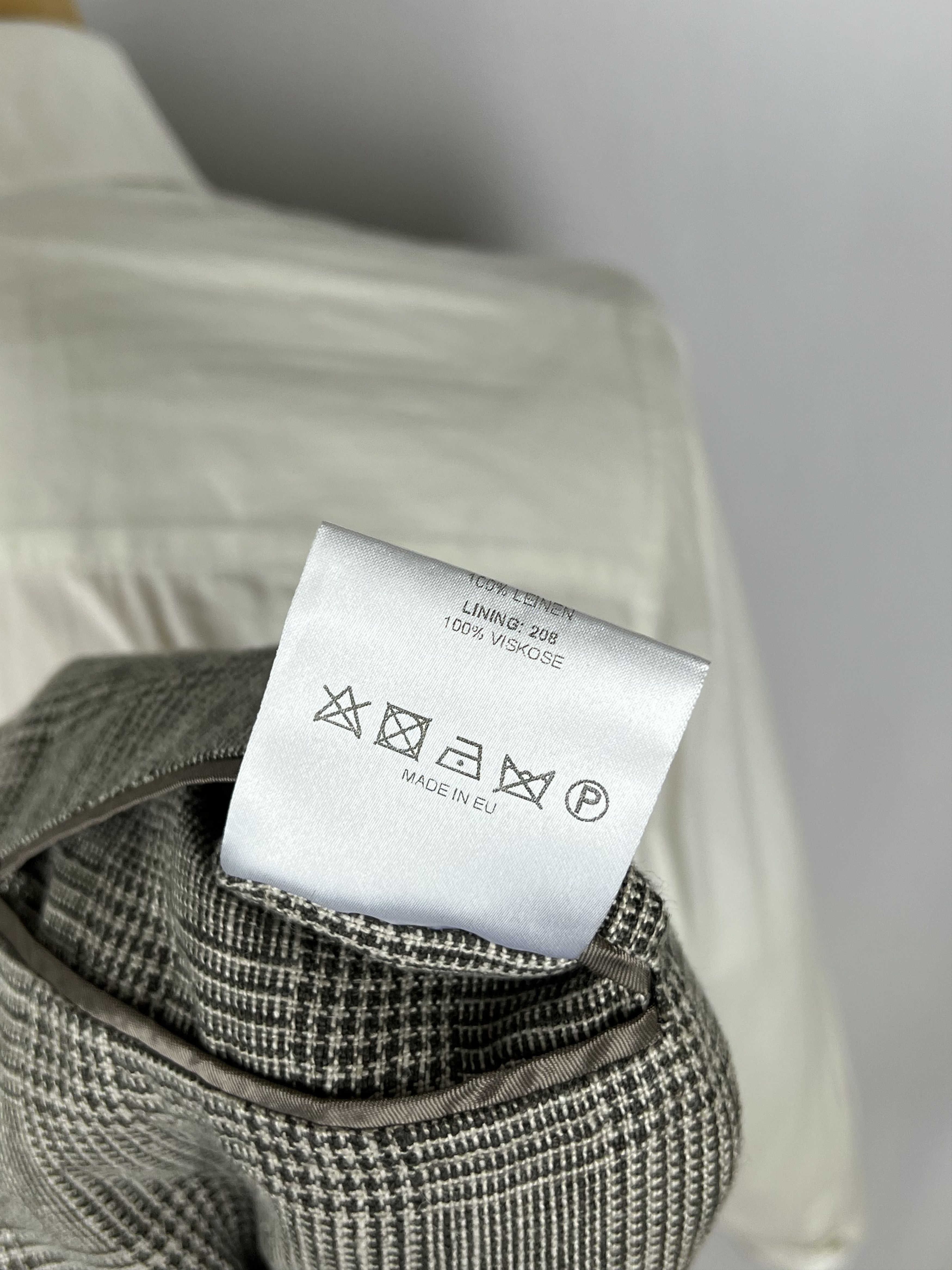 Italic PELIKAMO Zurich Beige-Gray Plaid Linen Unlined Sport Coat Size 38R - 12 Thumbnail