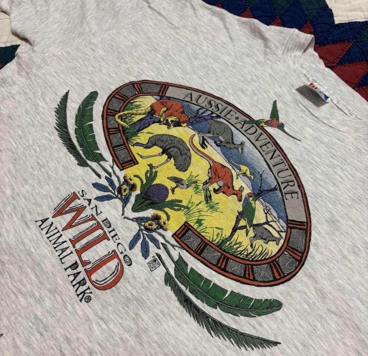 Hanes 90s singlestitch San Diego Wild Animal Park grey Tee rare Size US XL / EU 56 / 4 - 2 Thumbnail