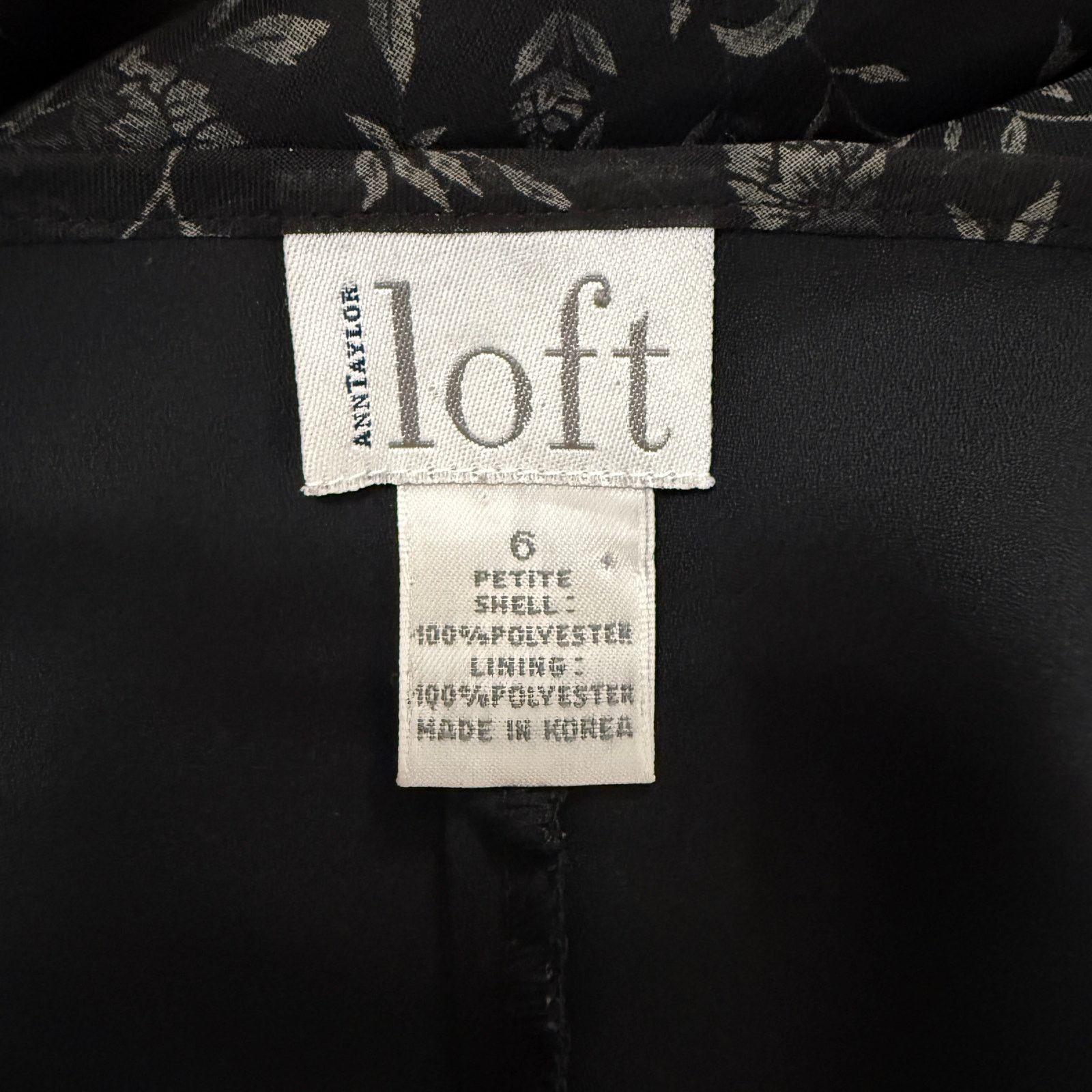 Loft Ann Taylor Loft 6 Petite. Sheer floral print gray on black Size M / US 6-8 / IT 42-44 - 5 Thumbnail