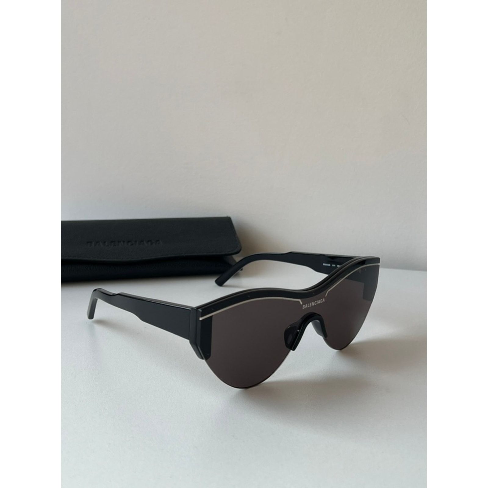 Balenciaga NEW Balenciaga BB0004S Ski Shield Sunglasses in Black Size ONE SIZE - 7 Thumbnail