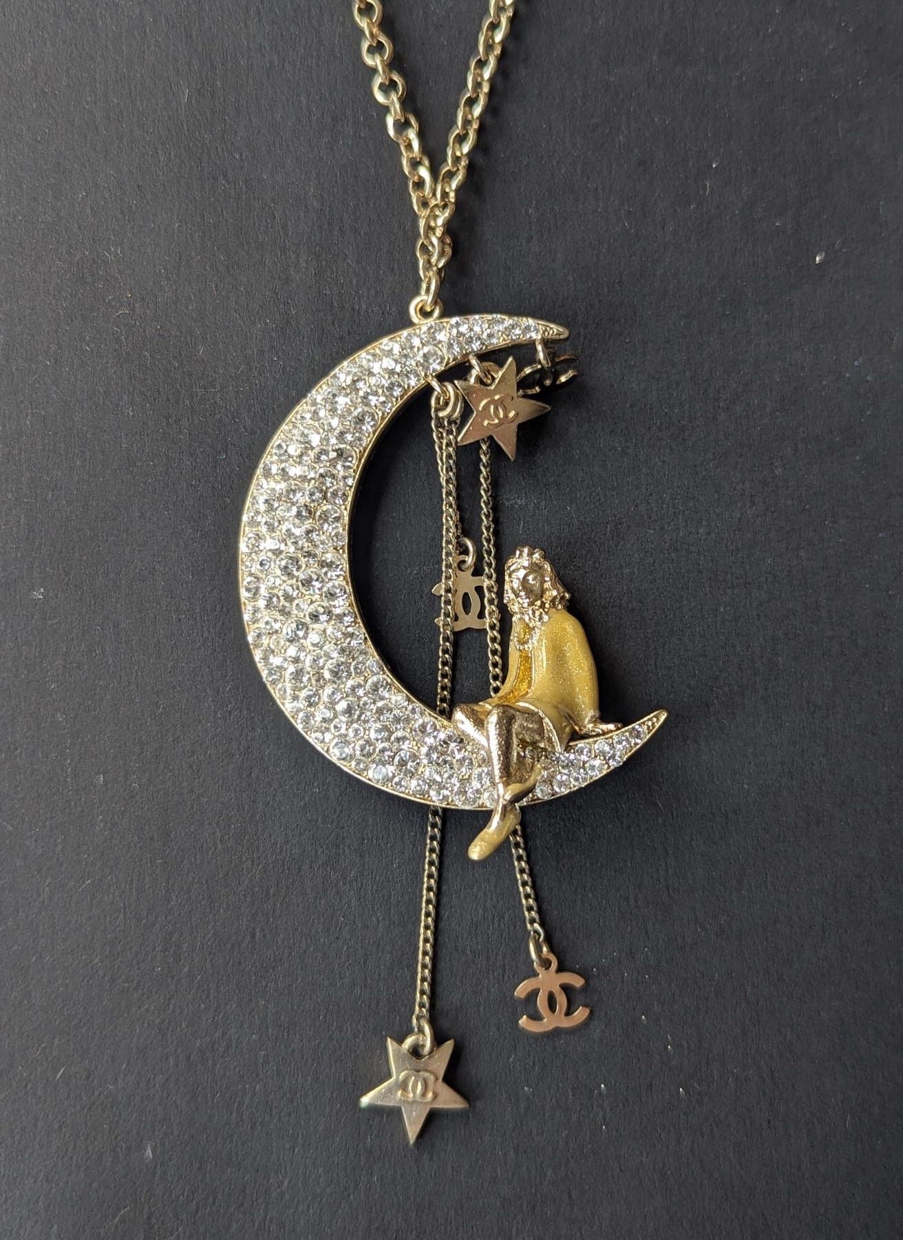 Chanel Chanel CC 08P CoCo on the Moon GHW Crystal Logo Necklace tag Size ONE SIZE - 9 Thumbnail
