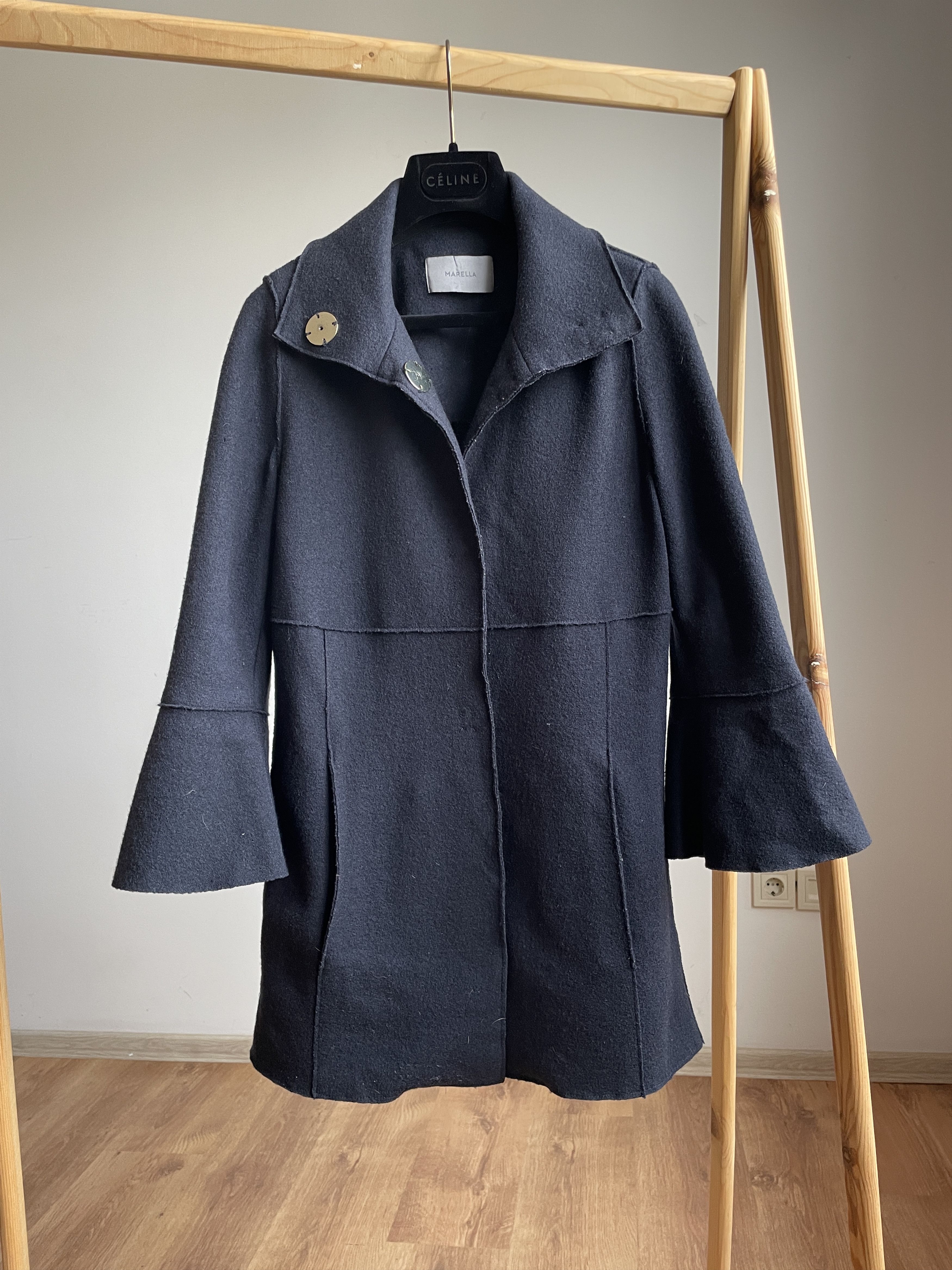 Marella by Max Mara Womens Raw Edge Wool Coat