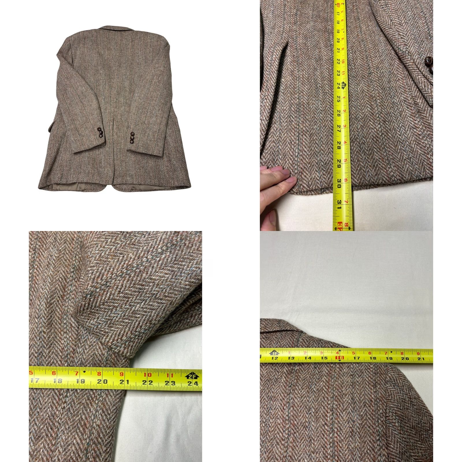 Jos. A. Bank VINTAGE Jos. A. Bank Harris Tweed Brown Herringbone Wool Blazer Sport Coat 42L Mens Size 42R - 8 Thumbnail