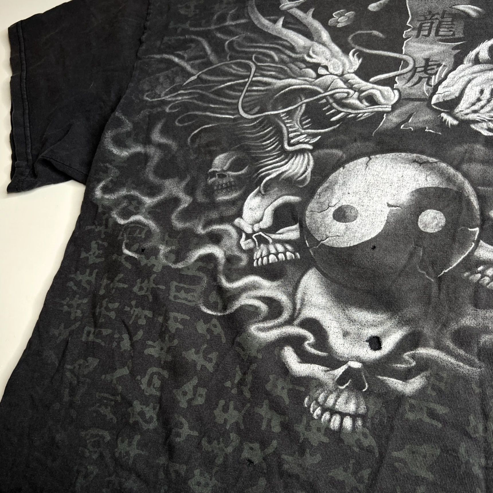 Delta VINTAGE Dragon Tiger Yin Yang T-Shirt Gray Men's 2XL Cotton Skull Graphic Delta Size US XXL / EU 58 / 5 - 6 Thumbnail