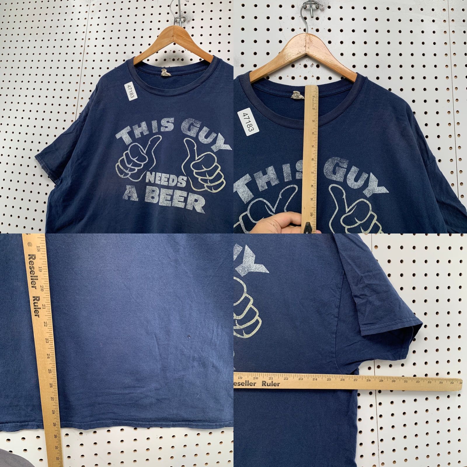 Gildan VINTAGE Gildan T-Shirt Mens 2XL Blue This Guy Needs A Beer Graphic Drinking Tee Beer Funny Shirt Men Size US XXL / EU 58 / 5 - 8 Thumbnail