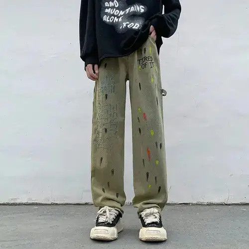 Jean Retro Embroidered Splash Ink Tie Dyed Jeans Size US 32 / EU 48 - 2 Thumbnail