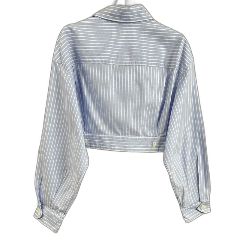 Prada MiuMiu Striped Crop Shirt Size 38-2506 Size M / US 6-8 / IT 42-44 - 1 Thumbnail
