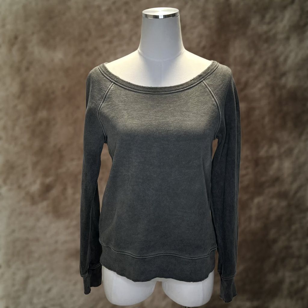 Vintage Pam & Gela Sweater Womens P Petite Gray Lace Up Back Pullover Long Sleeve Cotton Top Size S / US 4 / IT 40 - 1 Thumbnail