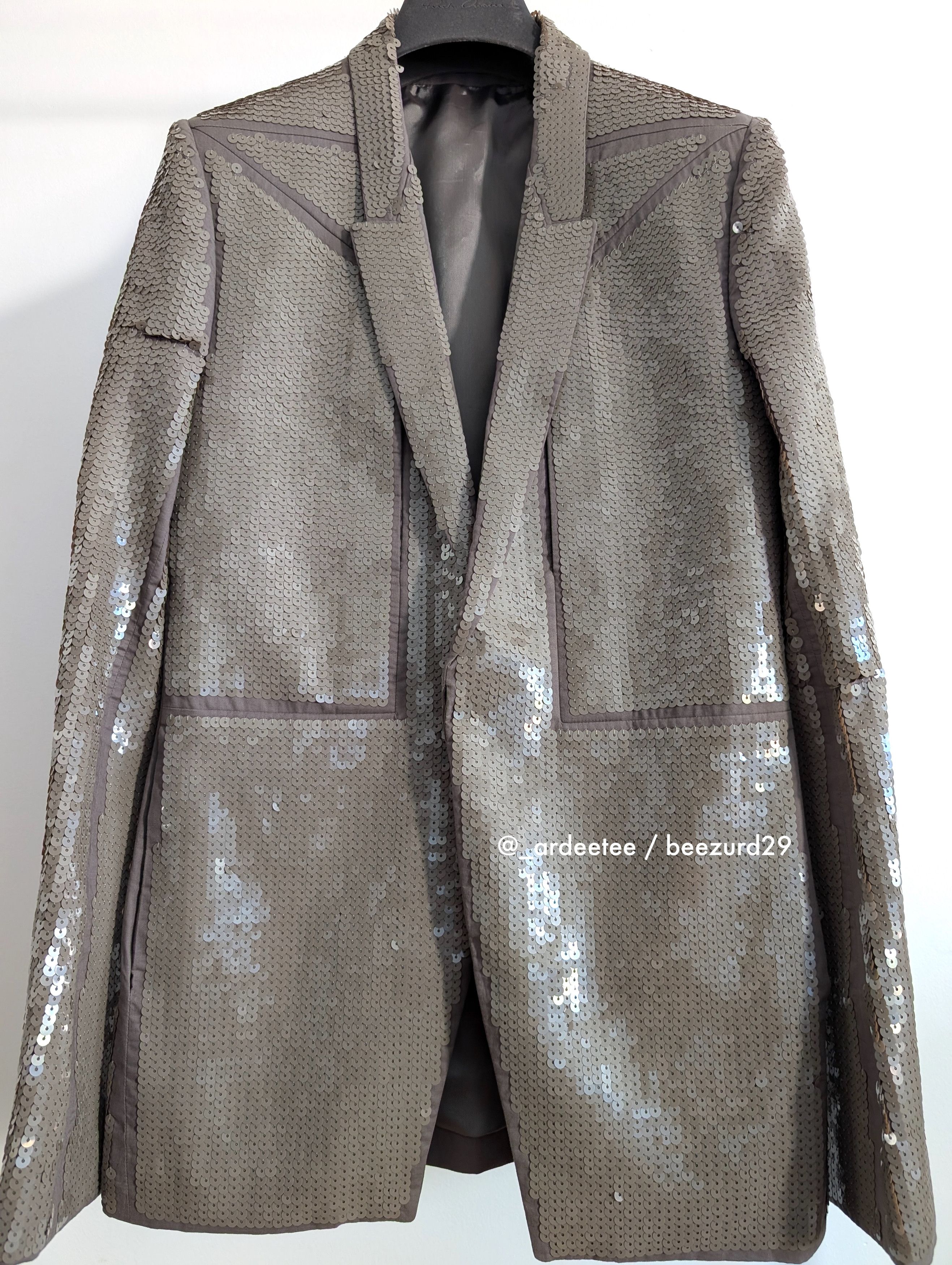 Rick Owens 💥$4K SAMPLE SEQUIN FOGPOCKET NEUE ALICE BLAZER JACKET Size S / US 4 / IT 40 - 5 Thumbnail