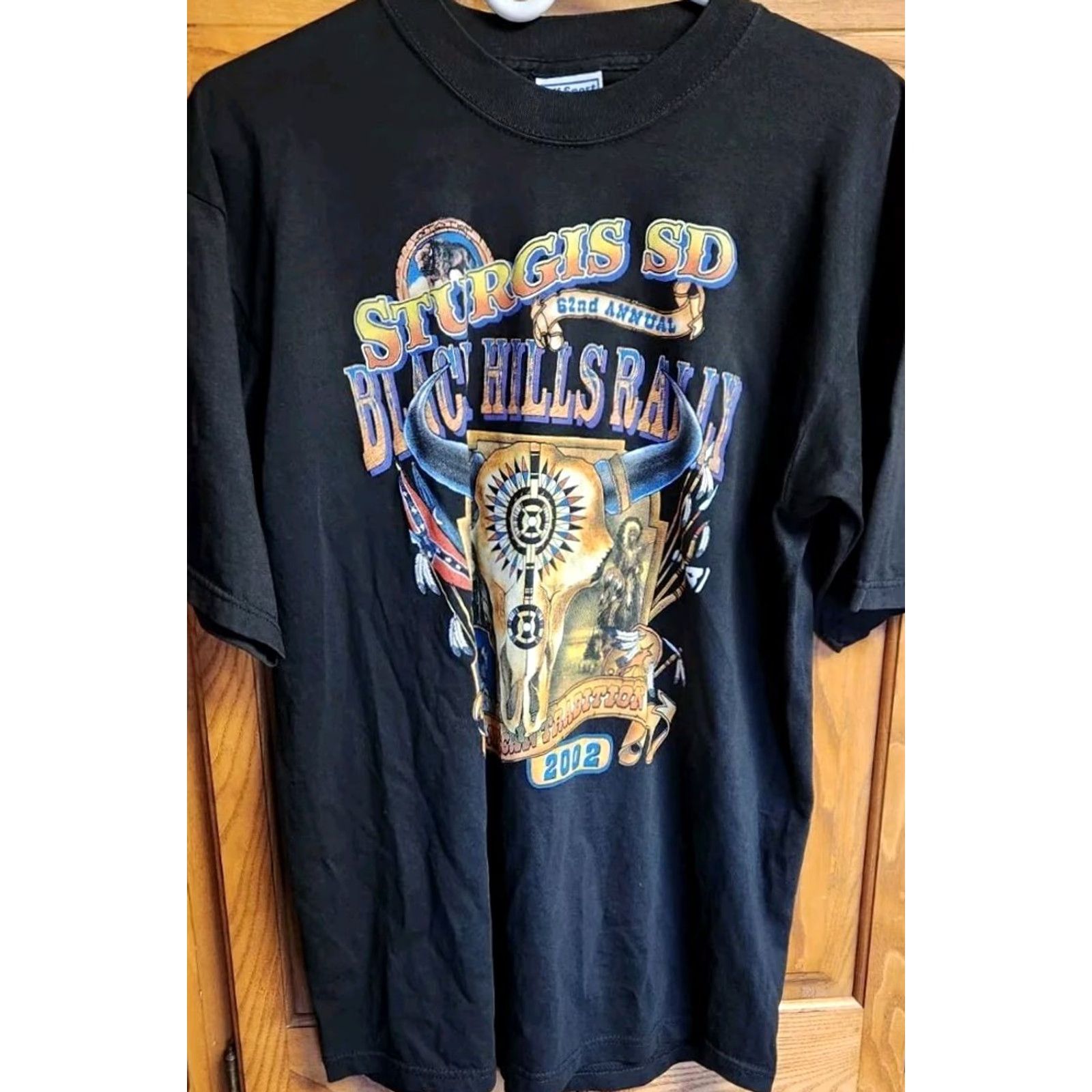 Vintage VINTAGE All Sport 2002 Sturgis SD T Shirt Mens L 62nd Annual Black Hills Rally Eagle Graphic Tee Black Shirt Mens L Size US L / EU 52-54 / 3 - 5 Thumbnail
