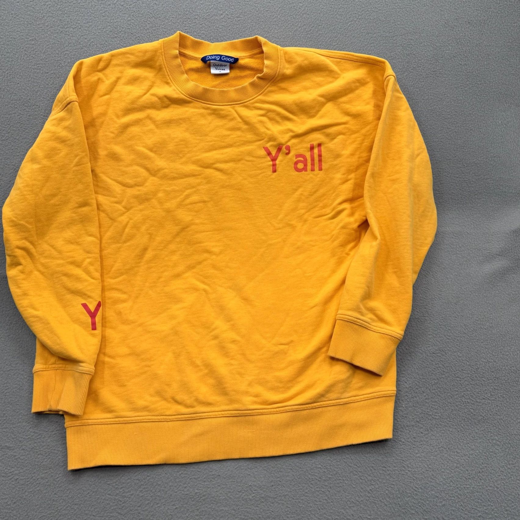Outdoor Voices Outdoor Voices Sweatshirt Mens M Yellow Y'all Graphic Pullover Crewneck Knit Cotton Pullover Size US M / EU 48-50 / 2 - 2 Thumbnail