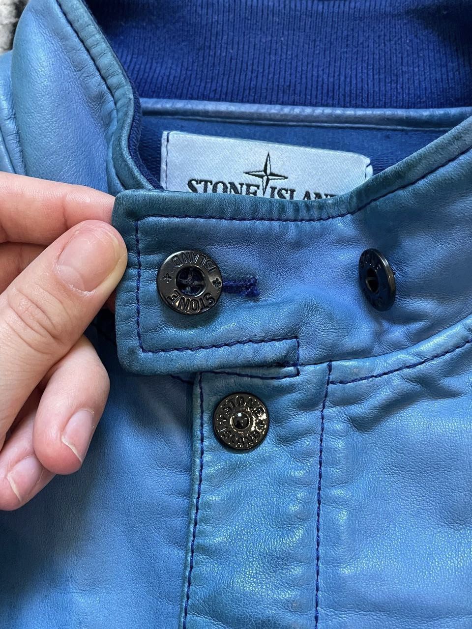 Stone Island × Vintage Stone Island Rare Leather Jacket Felpa Lightweight Bomber S Size US S / EU 44-46 / 1 - 6 Thumbnail
