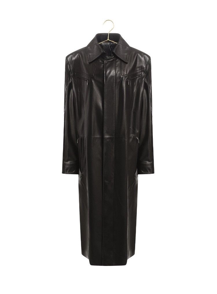 Zilli Zilli Leather Biker Silk Lining Long Cloak Trench Coat | Grailed