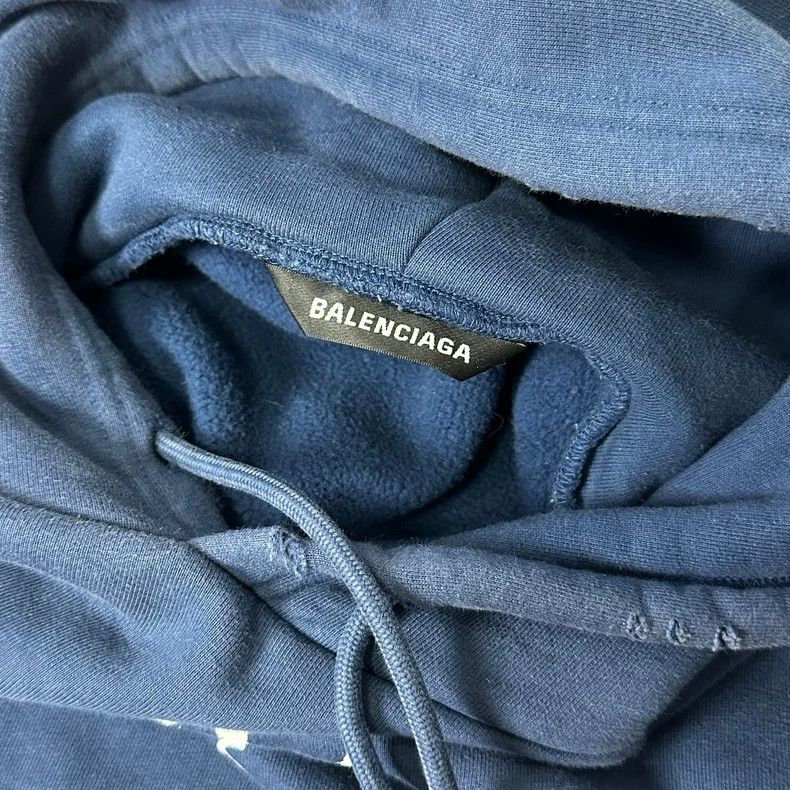 Balenciaga Balenciaga Blue destruction makes old marathon hooded swea Size US XS / EU 42 / 0 - 4 Thumbnail
