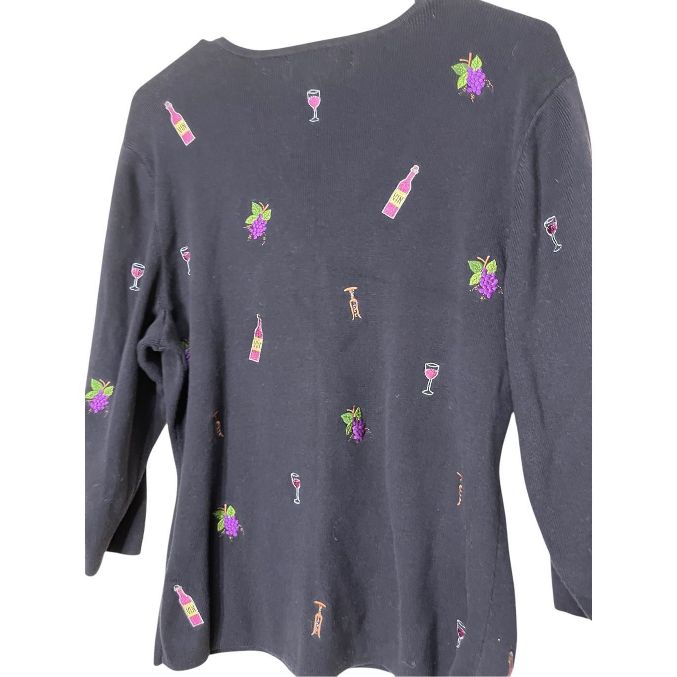 Other Vintage Lily Stanhope Wine Theme Embroidered Sweater Size La Size L / US 10 / IT 46 - 6 Thumbnail