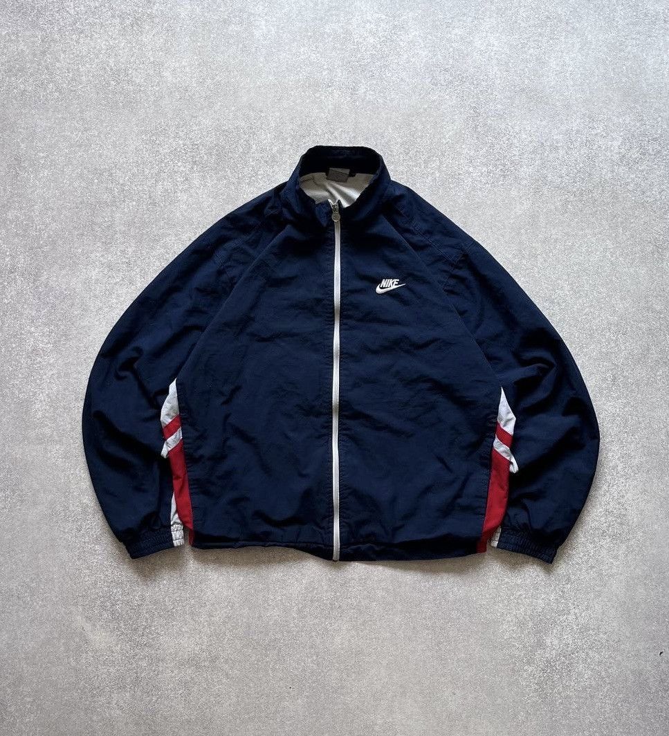 Nike Vintage Nike Swoosh Blue Nylon Zip Jacket Y2K L Size US L / EU 52-54 / 3 - 1 Thumbnail