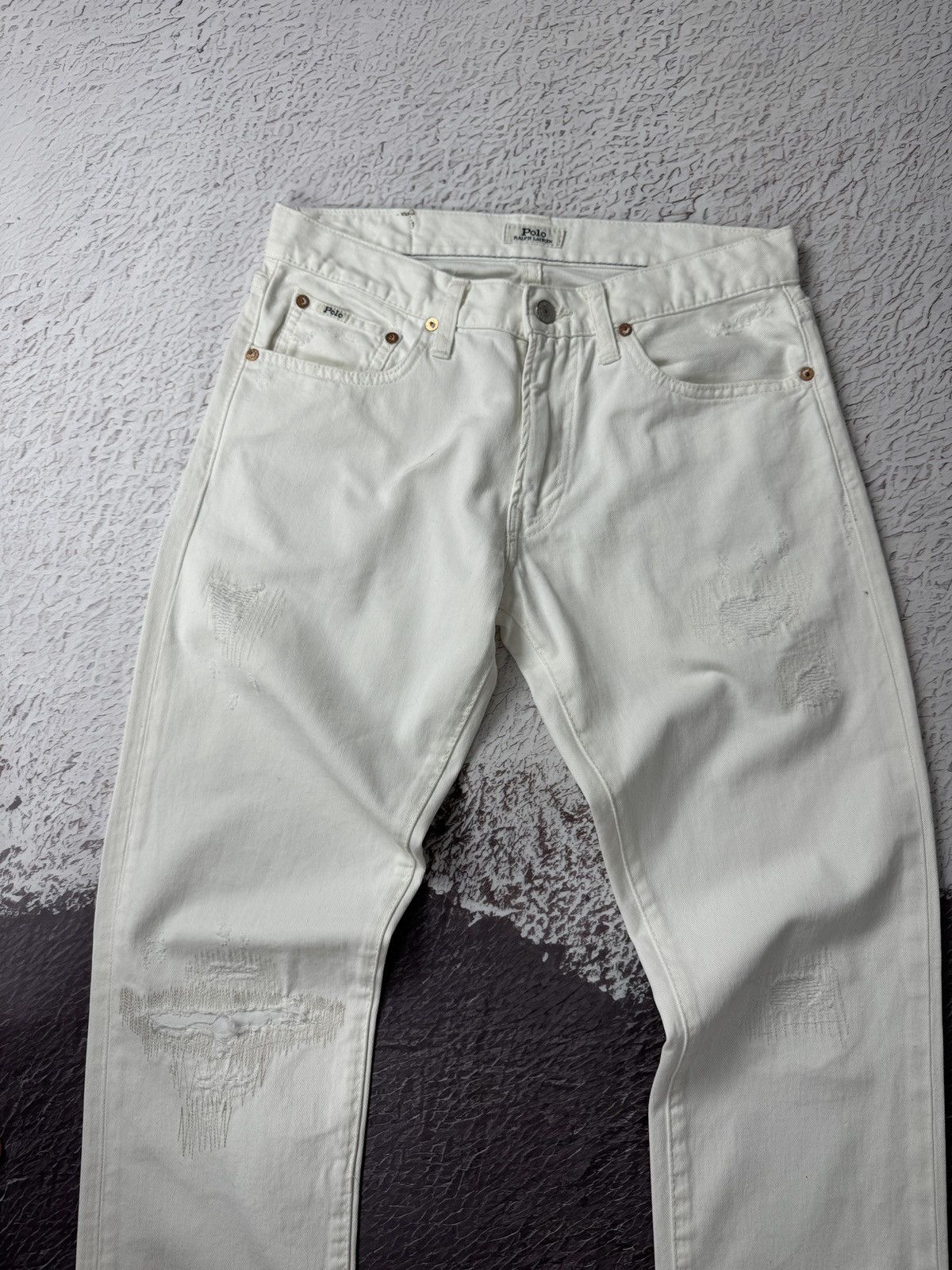 Polo Ralph Lauren Polo Ralph Lauren white distressed denim jeans pants Size US 30 / EU 46 - 8 Thumbnail