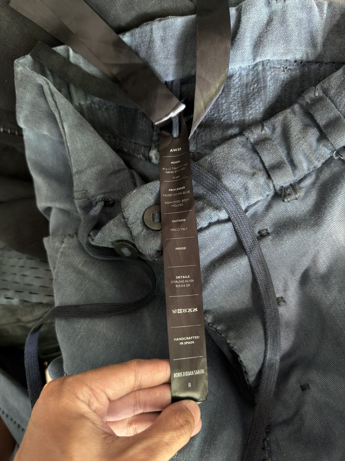 Boris Bidjan Saberi Boris Bidjan Saberi PH13 HS Handstitched Blue Pants Size US 34 / EU 50 - 11 Thumbnail