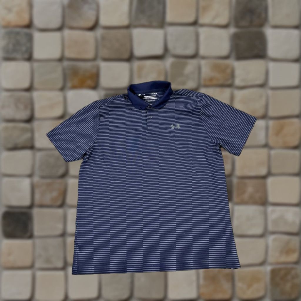 Under Armour Under Armour Polo Shirt Mens L Blue White Golf Shirt Short Sleeve Regular Fit Polo Mens Blue White Golf Size US L / EU 52-54 / 3 - 1 Thumbnail