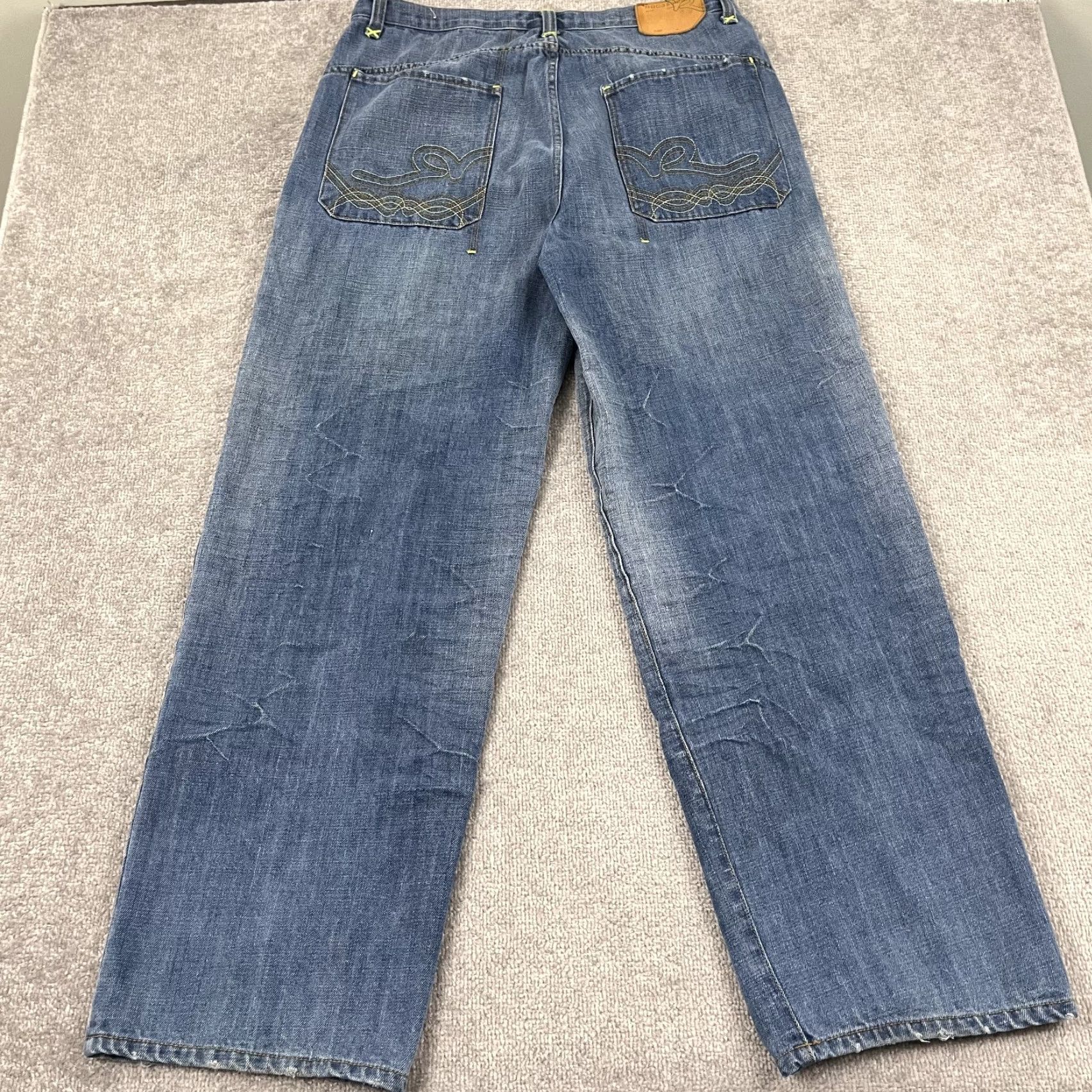Rocawear VINTAGE Rocawear Jeans Mens 36 x 33 Blue Denim Skater Wide-Leg Hip Hop Embroidered 90s Grunge Retro Logo Mens Size US 36 / EU 52 - 4 Thumbnail