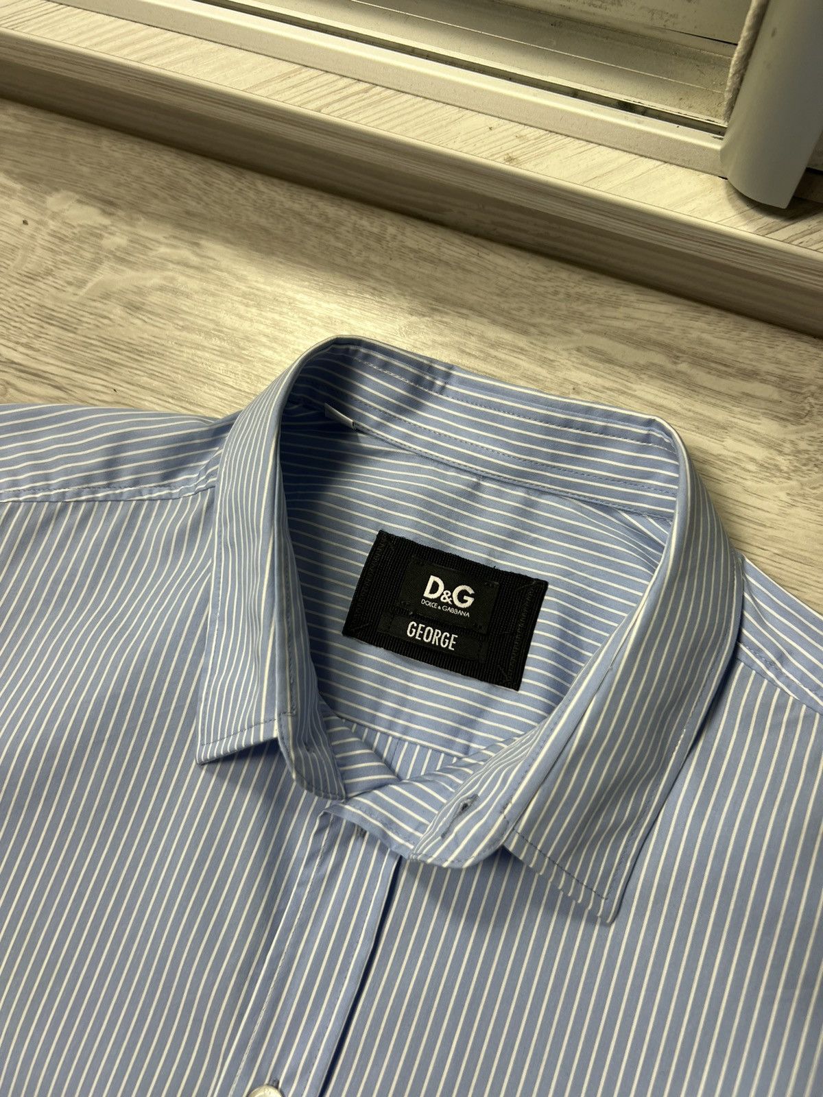 Dolce & Gabbana × Vintage Dolce & Gabbana George Striped Button Up Shirt D&G Logo Size US L / EU 52-54 / 3 - 13 Thumbnail
