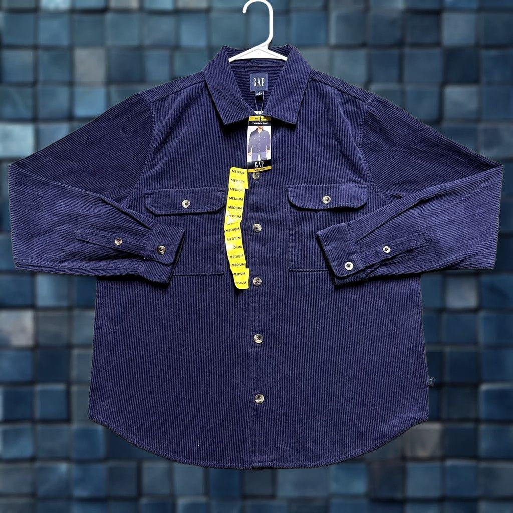 Gap Gap Shirt Mens Medium Navy Blue Corduroy Long Sleeve Button Up Size US M / EU 48-50 / 2 - 1 Thumbnail