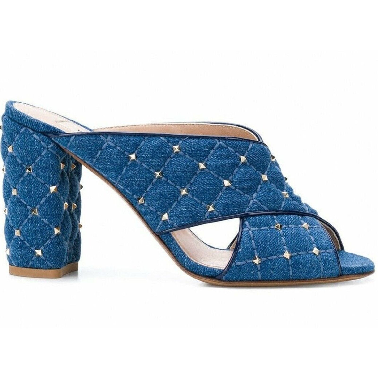 Valentino Valentino Rockstud Spike Denim Blue Mule Stud Backless Size US 6.5 / IT 36.5 - 1 Thumbnail