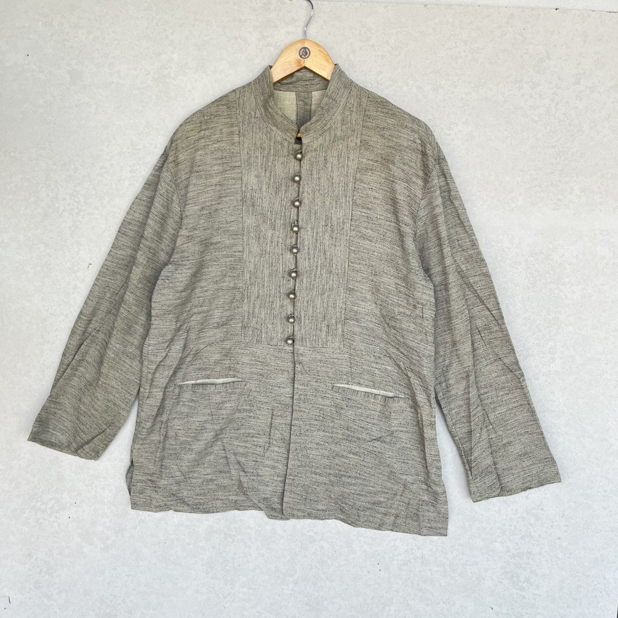 Other Vintage Bajra Grey Linen Jacket With Silver Buttons Size XL / US 12-14 / IT 48-50 - 2 Thumbnail