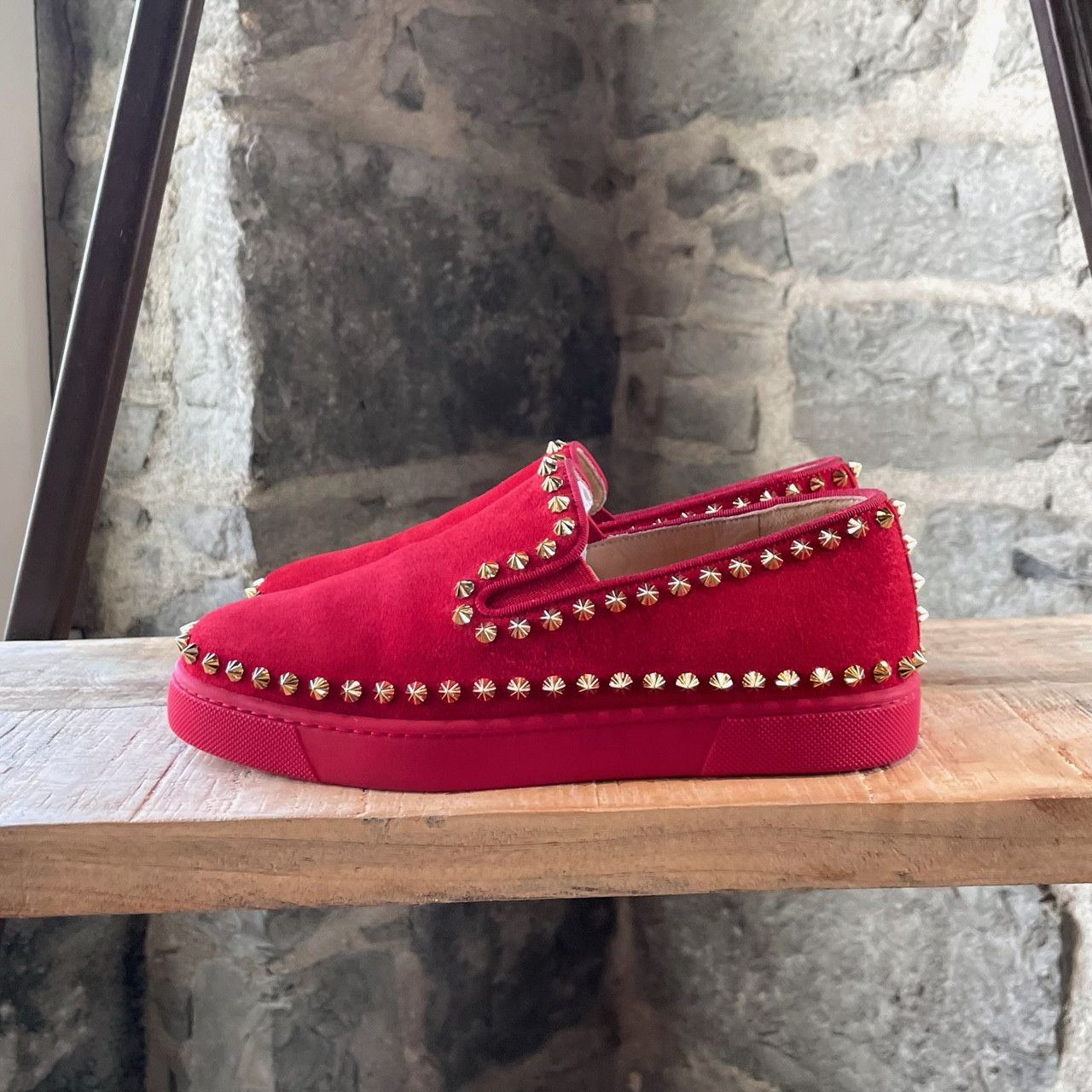 Christian Louboutin Christian Louboutin Red Suede Pik Boat Slip On Sneakers Size US 6 / IT 36 - 5 Thumbnail