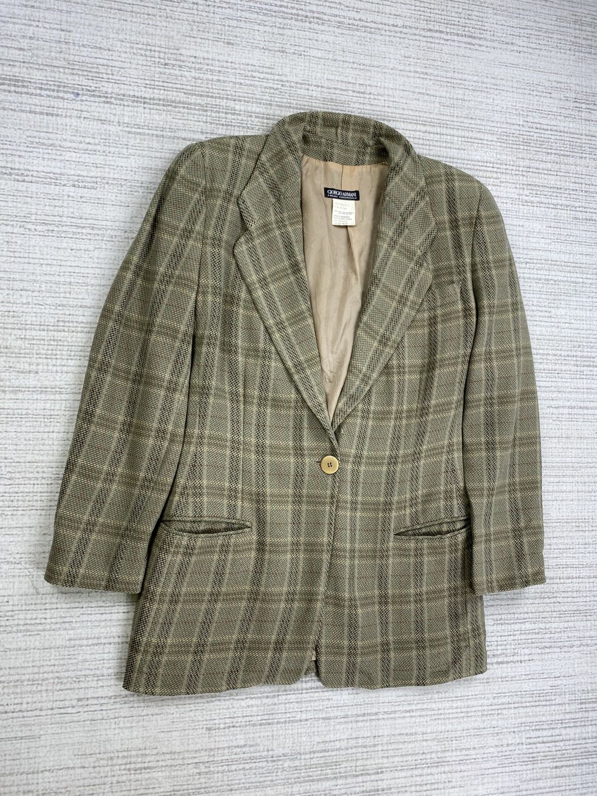 Giorgio Armani Vintage Giorgio Armani Plaid Pattern Double Breasted Blazer Size US M / EU 48-50 / 2 - 3 Thumbnail