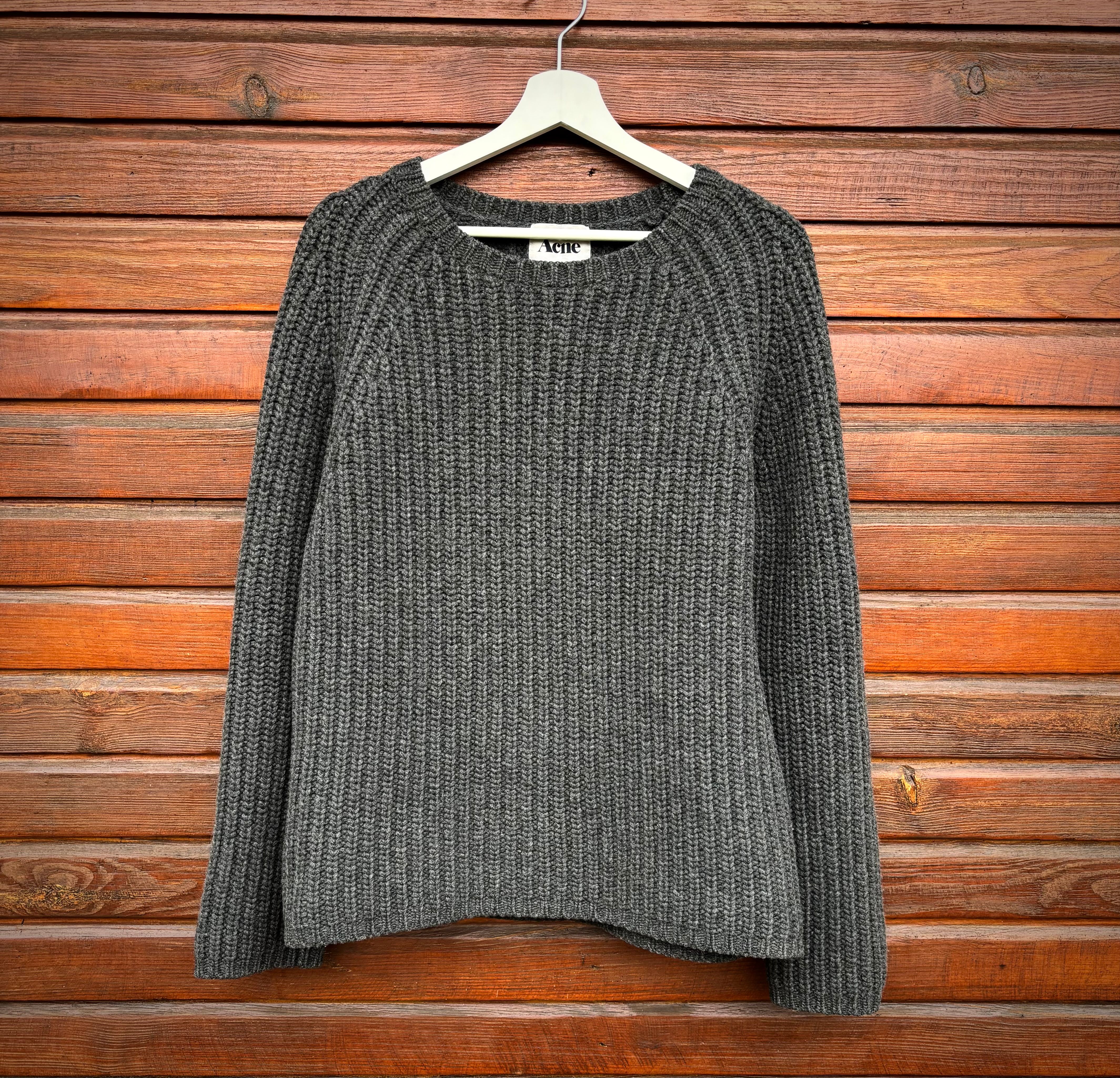 Pre-owned Acne Studios Santa Sb Chunky Oversized Knit Wool Sweater In Grey