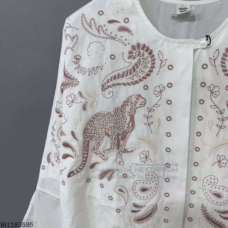 Hermes Hermes Embroidered Leopard Print Beach Shirt Size XXS / US 00 / IT 34 - 3 Thumbnail