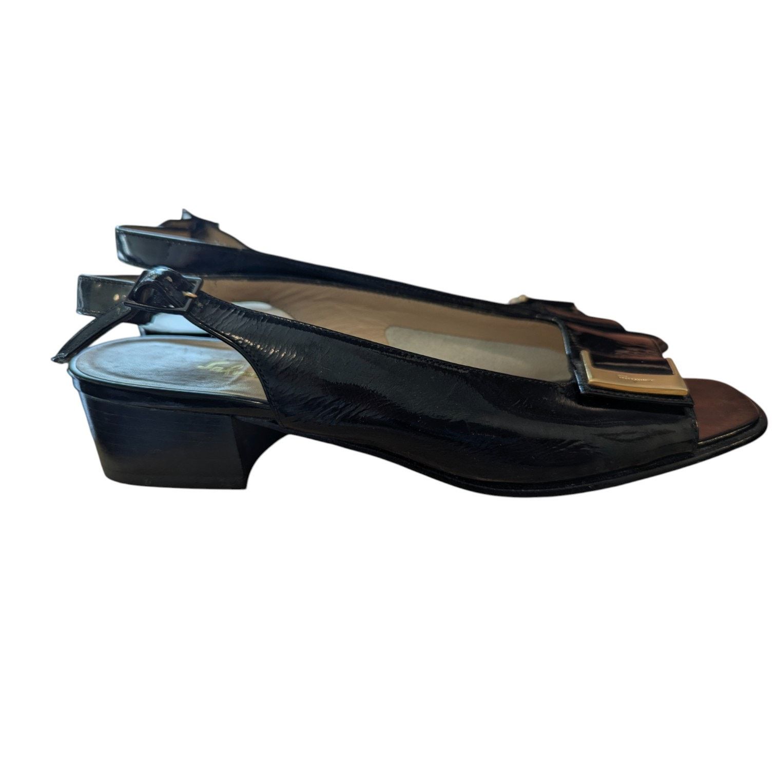 Salvatore Ferragamo 7AA Salvatore Ferragamo Boutique Black Leather Slingback Size US 7 / IT 37 - 3 Thumbnail