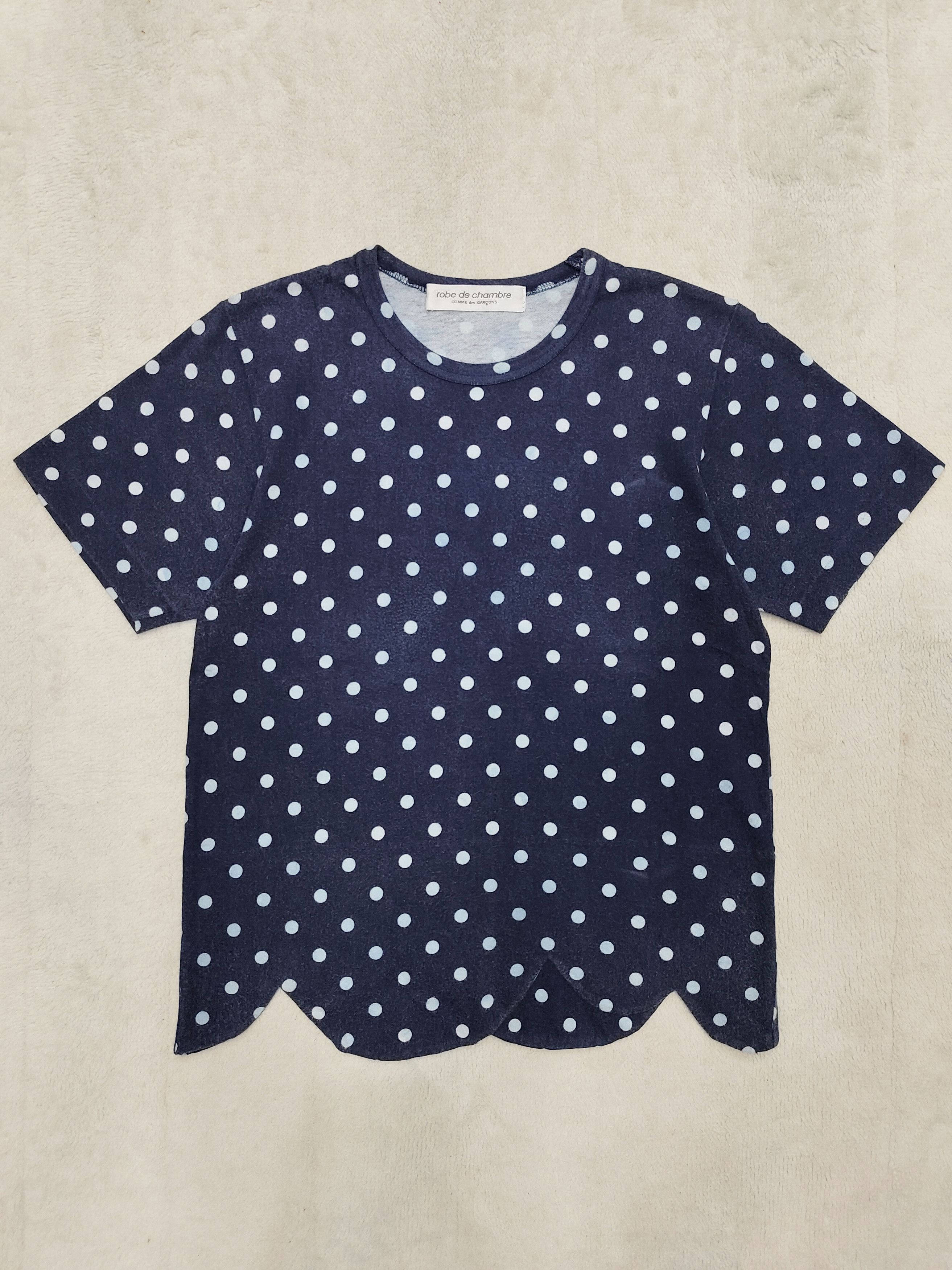 Comme des Garcons AD03 CDG Robe de Chambre Polka Dot Scallop Hem Cropped Tee Size M / US 6-8 / IT 42-44 - 7 Thumbnail