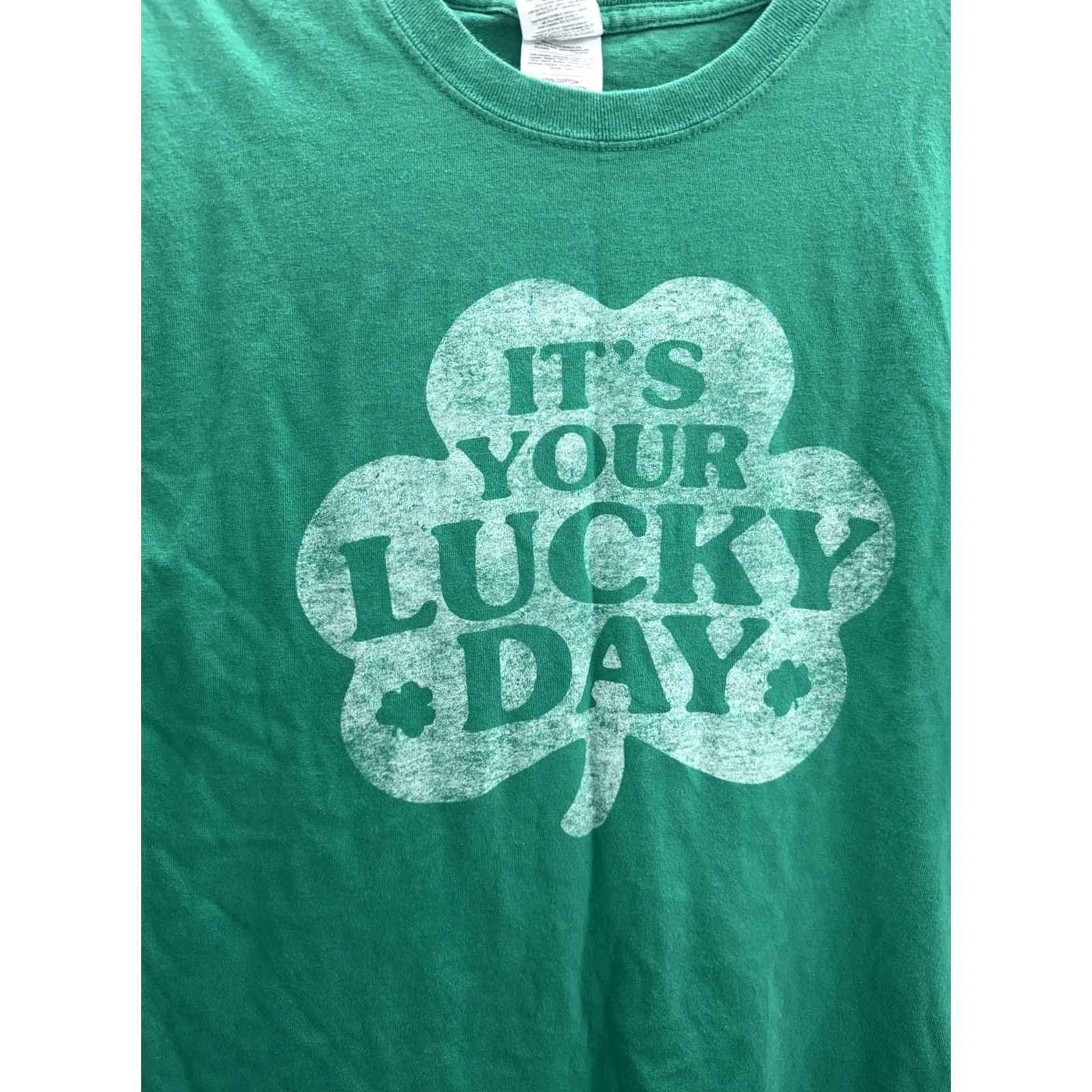 Gildan Gildan T-Shirt Green Short Sleeve Lucky Day Shamrock ST. Patty Size L Unisex Adults Crew Neck Vintage No Size US L / EU 52-54 / 3 - 2 Thumbnail