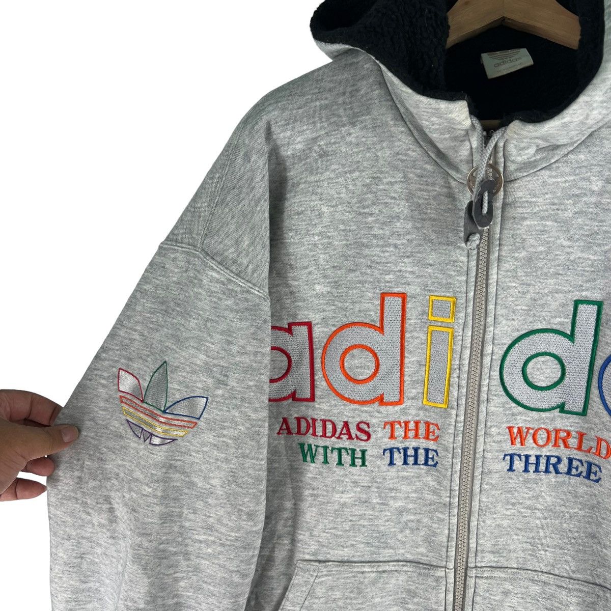 Adidas 🔥VTG ADIDAS HOODIE JACKET BIG LOGO COLOUR BLOCK STREETWEAR Size US M / EU 48-50 / 2 - 7 Thumbnail