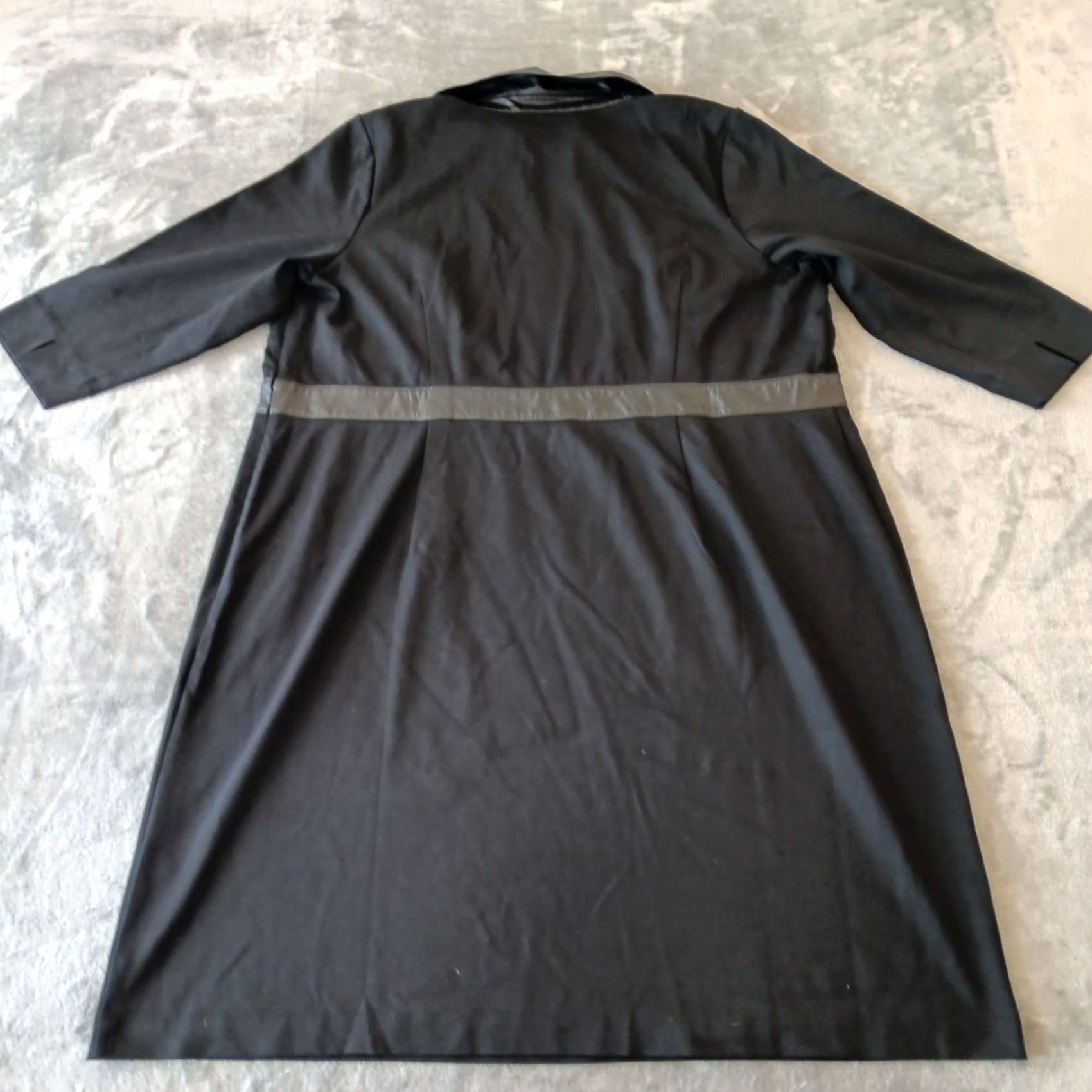 Talbots Talbots Dress Shift 20W Black Midi 3/4 Sleeve Collared Nylon Rayon Spandex Women Plus Size 3XL / US 20-22 - 2 Thumbnail