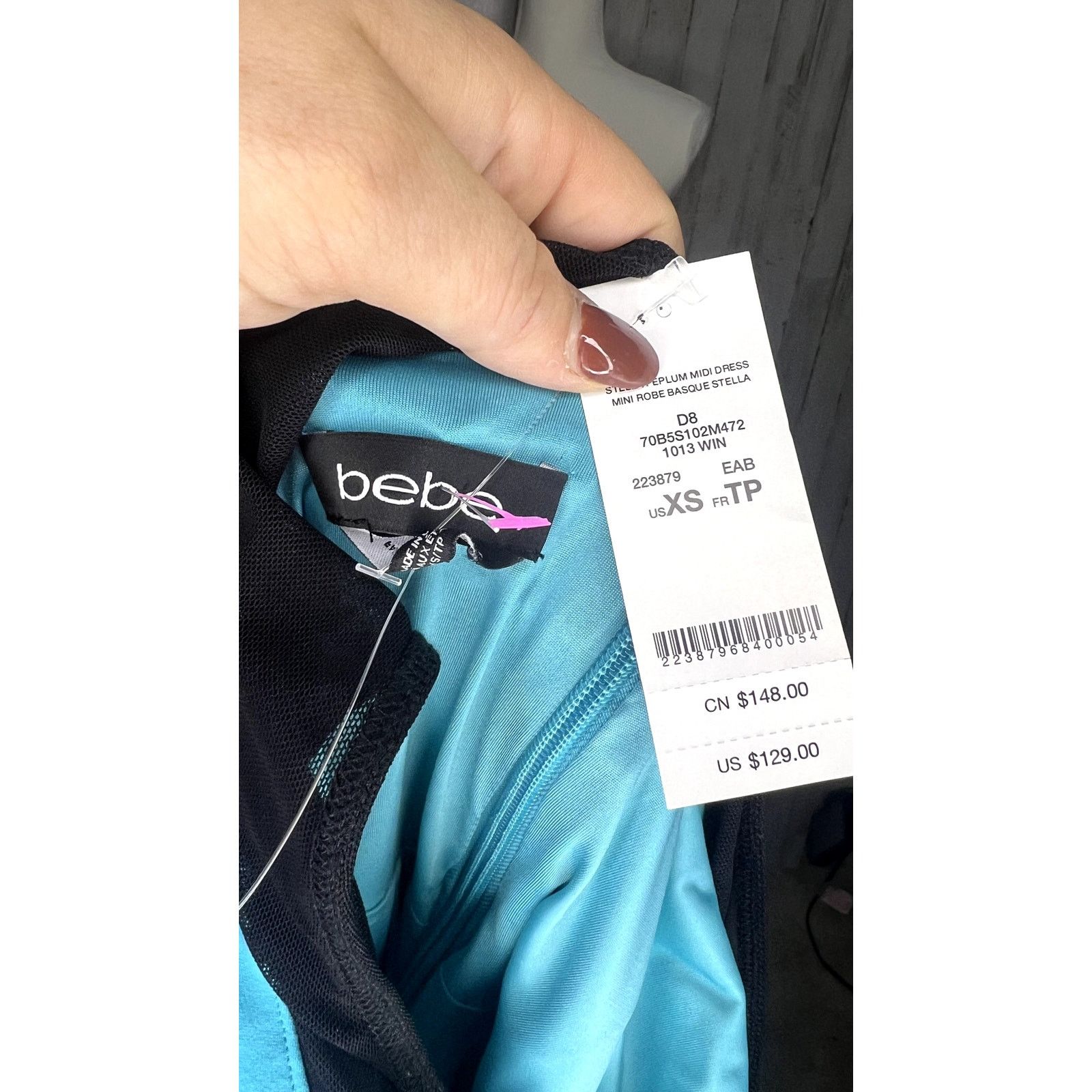 Bebe NWT Bebe Blue Mesh Yoke Sleeveless Peplum Midi Dress XS Size XS / US 0-2 / IT 36-38 - 6 Thumbnail