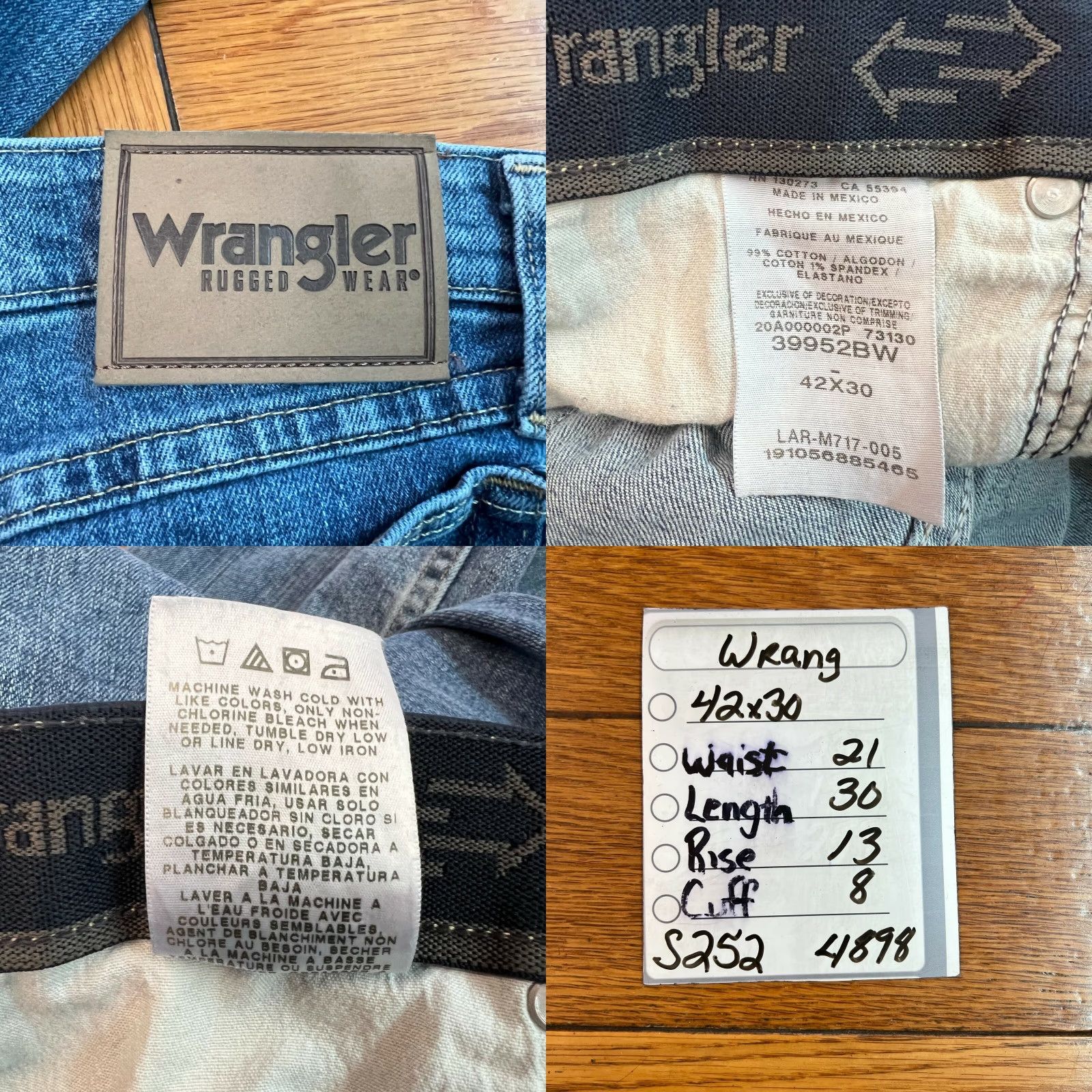 Wrangler Wrangler Mens Rugged Wear High Rise Straight Leg Blue Denim Jeans 42X30 Jeans Men Wrangler High Rise Blue Denim 42X30 Size US 42 / EU 58 - 8 Thumbnail