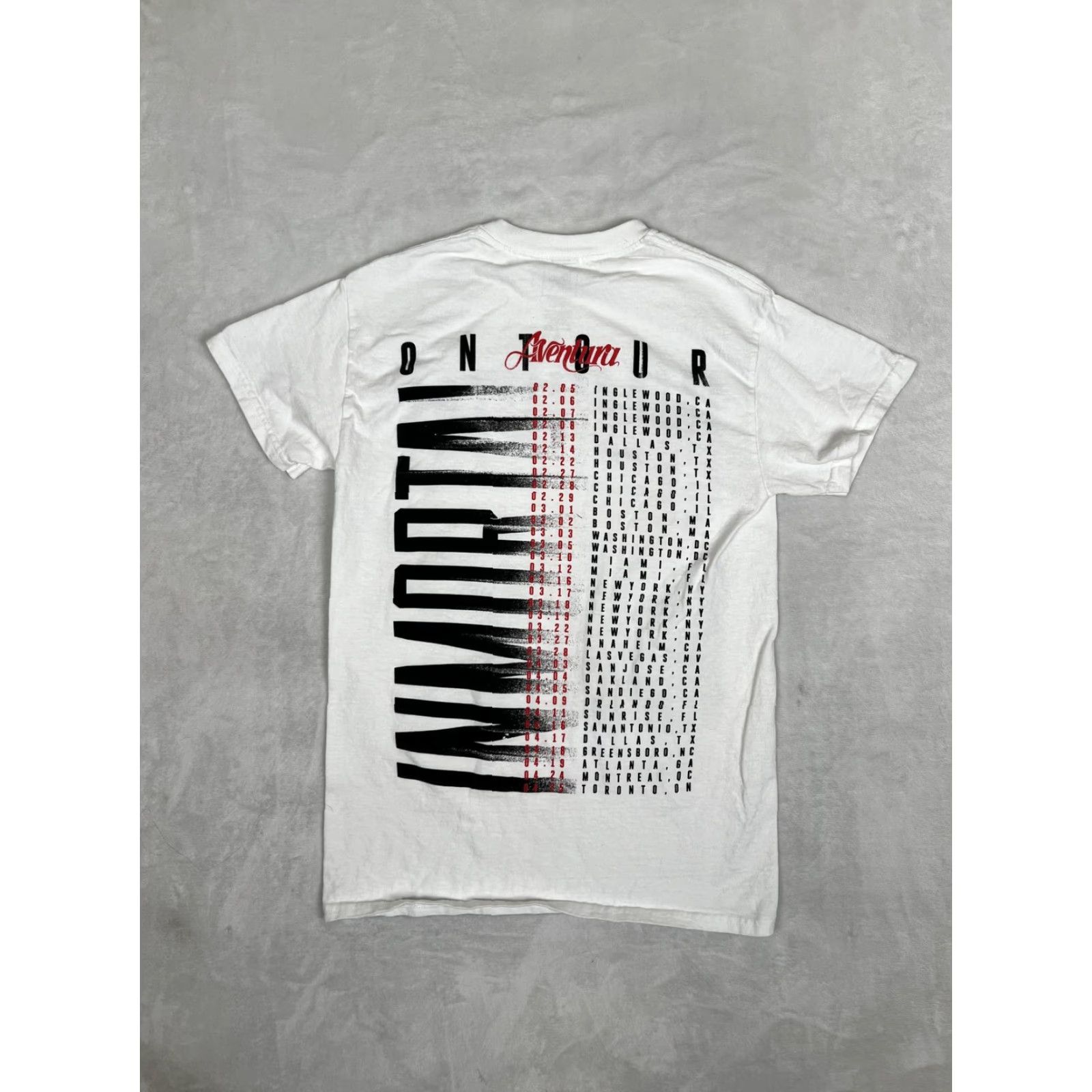 Vintage Aventura Inmortal On Tour T-Shirt Mens Small White Band Graphic Tee Concert Size US S / EU 44-46 / 1 - 7 Thumbnail