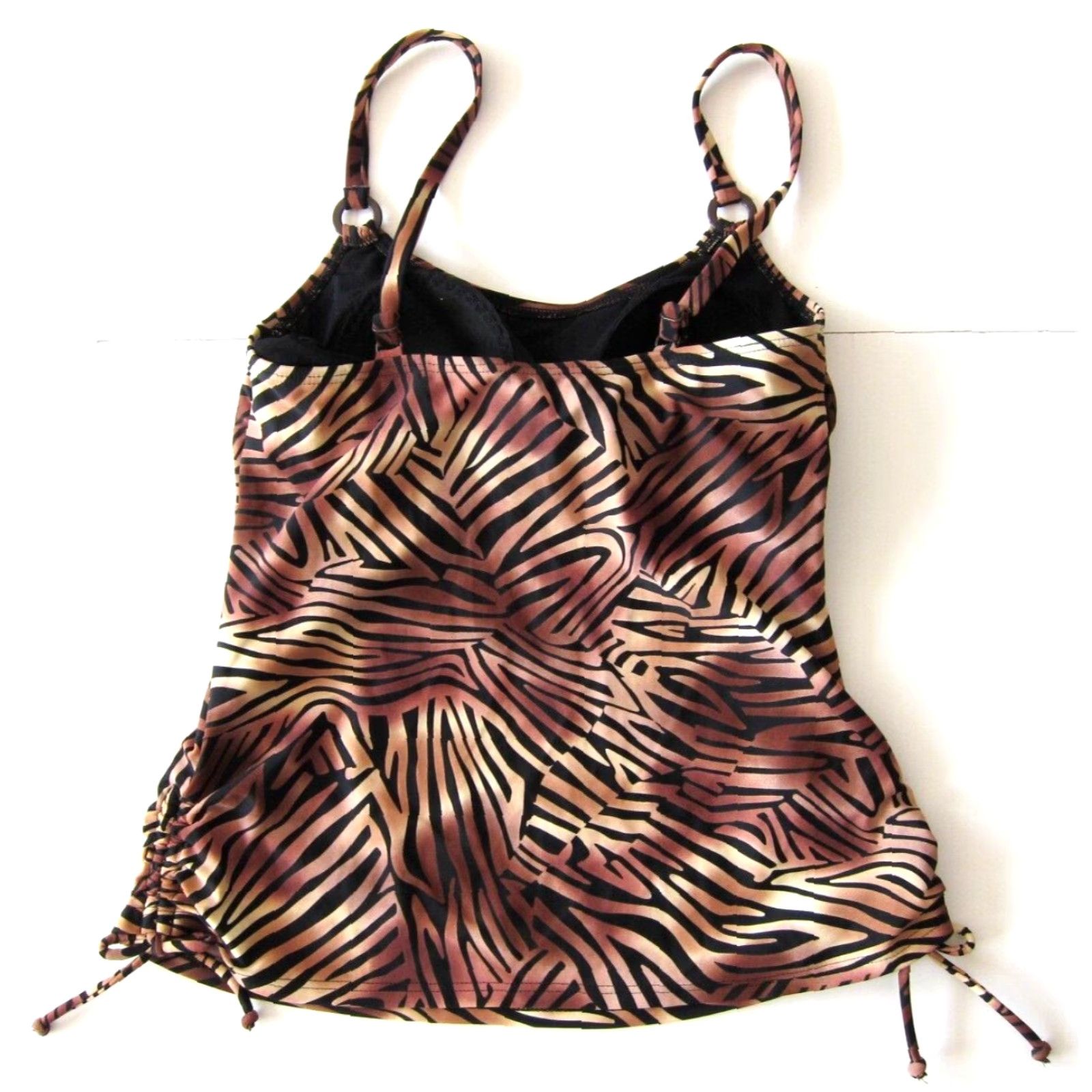 Vintage NWT Tropical Honey Tankini Built In Bra Swim Top 8 Women XS Pink Animal Print 90s? Size M / US 6-8 / IT 42-44 - 2 Thumbnail