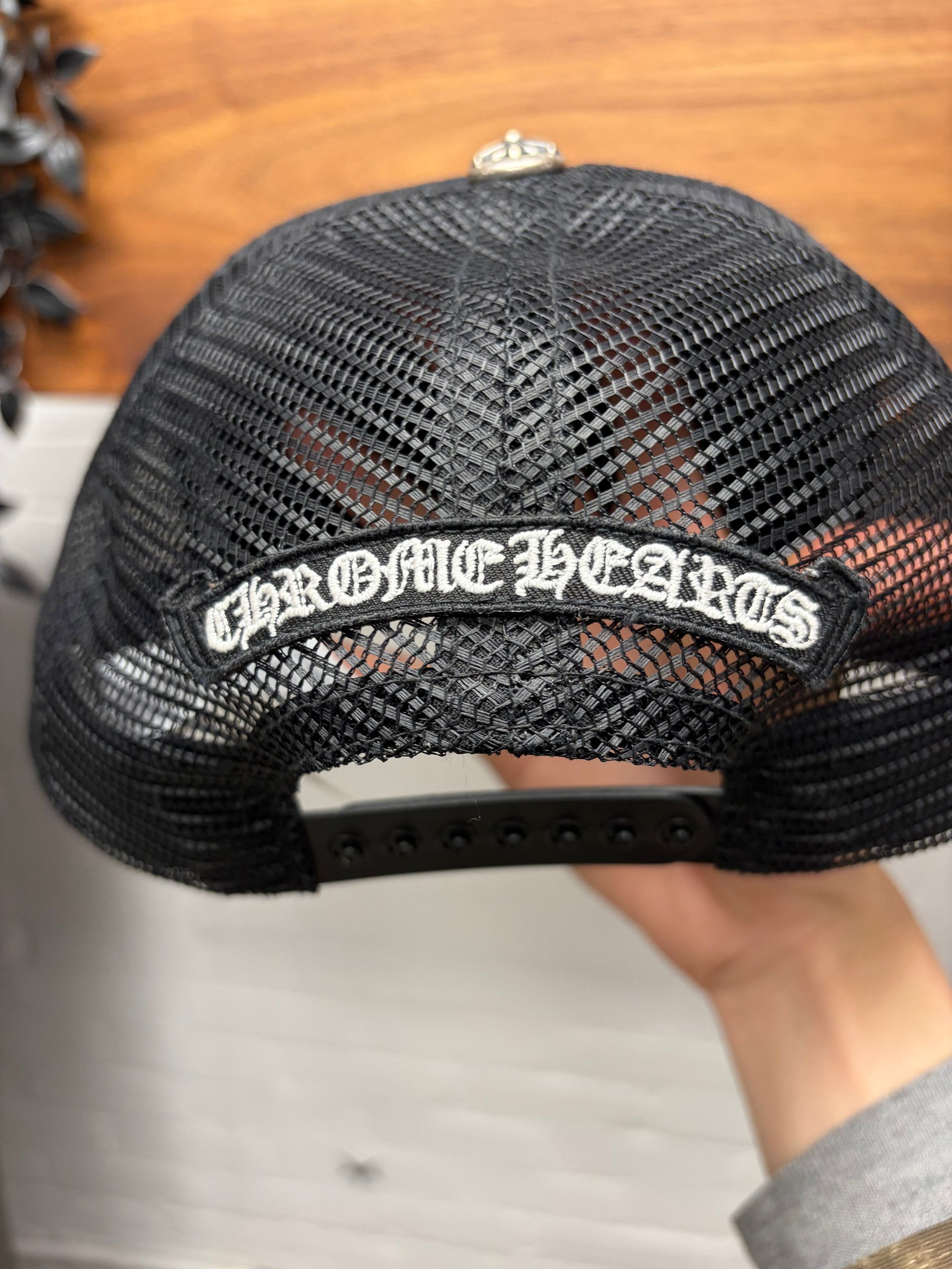 Chrome Hearts Chrome Hearts ‘Cemetery’ Black Leather Cross Patch Trucker Hat Size ONE SIZE - 5 Thumbnail