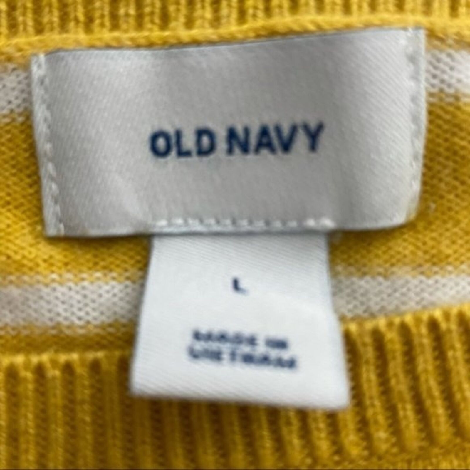 Old Navy Old Navy Sweater Women's Large Cotton Blend Yellow & White Size L / US 10 / IT 46 - 5 Thumbnail