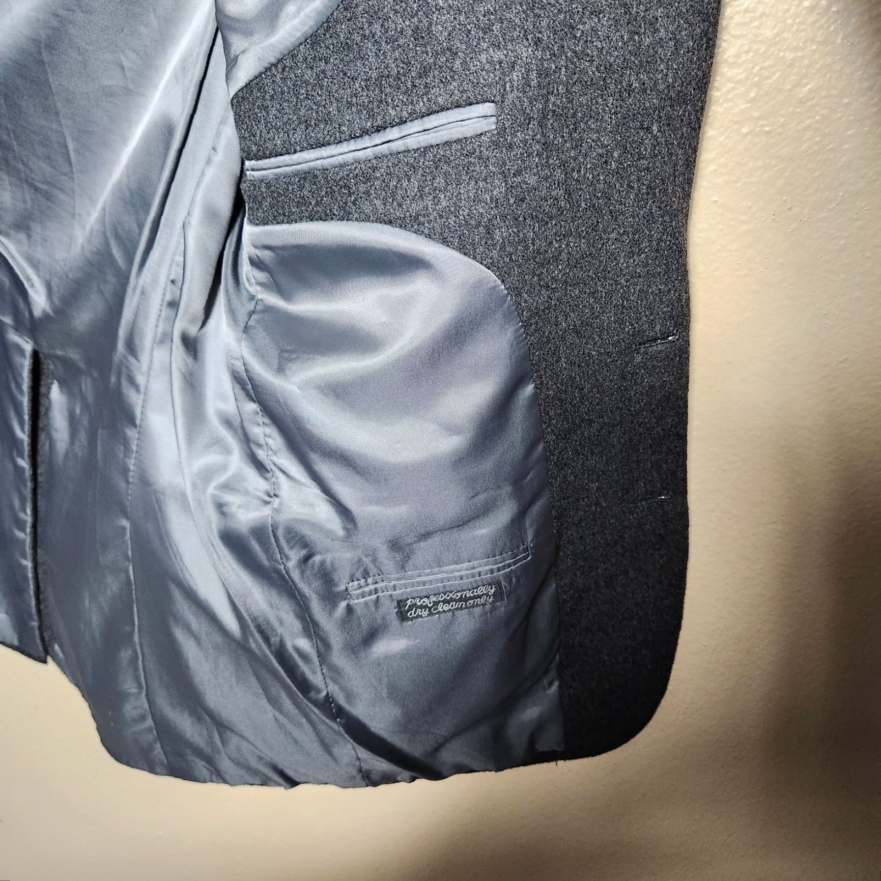 Camel Dario Di Napoli Men Sport Coat Jacket Charcoal Gray 100% Camel Hair 2 Button Single-Breasted Notch Lapel Size 38 Blazer Size 38R - 7 Thumbnail