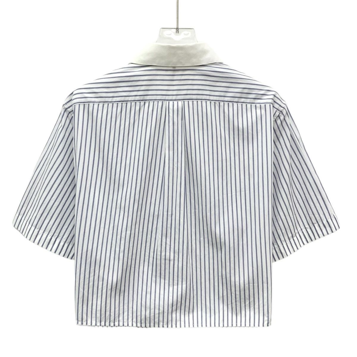 Celine Celine Light Blue Vertical Striped Short Sleeve Shirt K26WX Size XS / US 0-2 / IT 36-38 - 2 Thumbnail